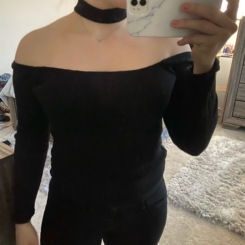 Black blouse with attached neck
